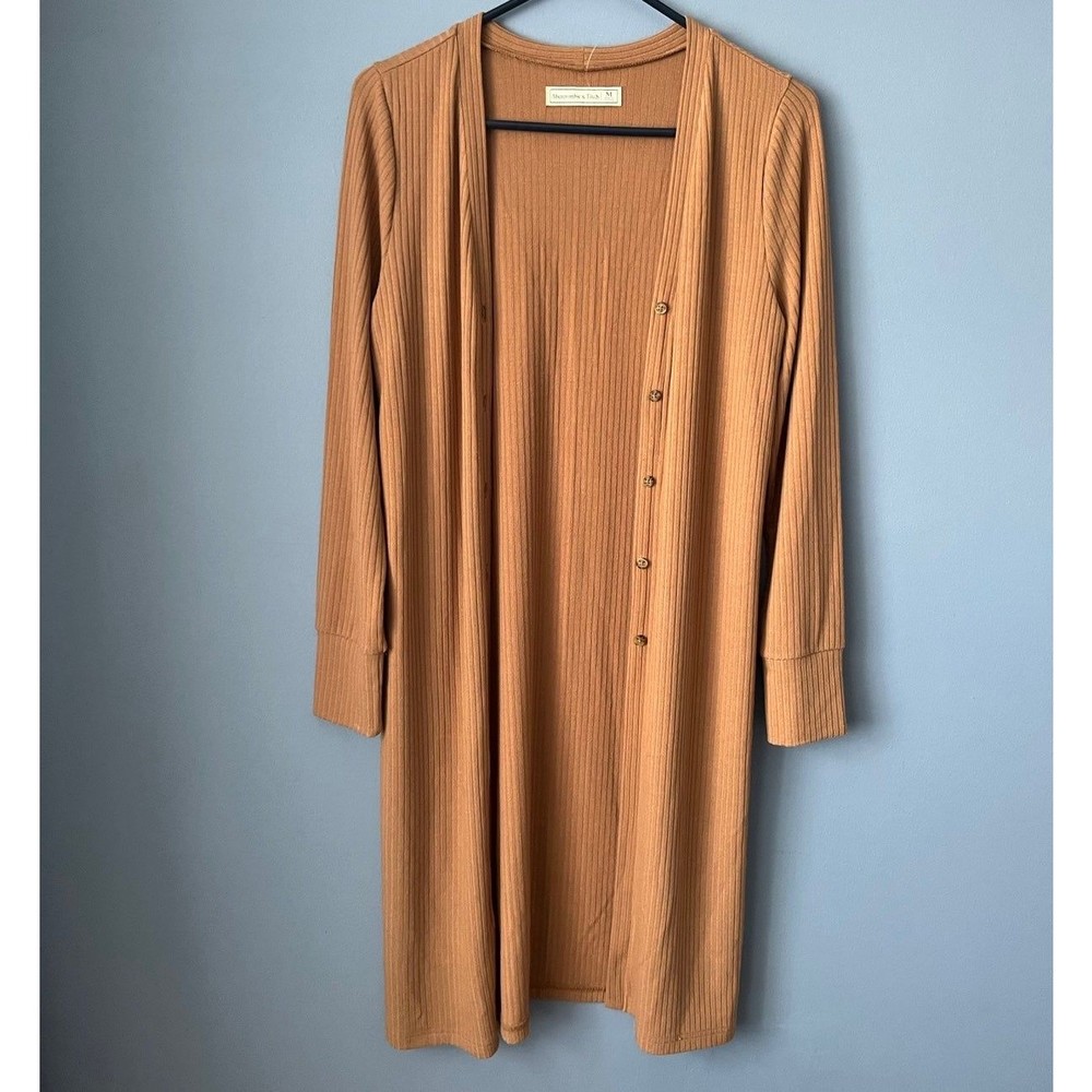 Abercrombie and Fitch Ribbed Slim Duster Button Cardigan Medium
